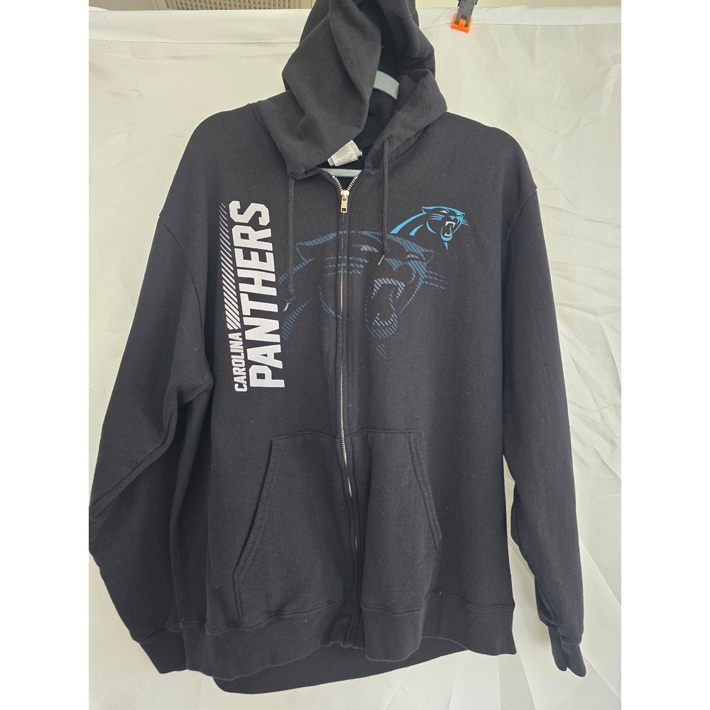 Carolina Panthers NFL Team Apparel Black Zip Up Hoodie Sweatshirt Men's XL